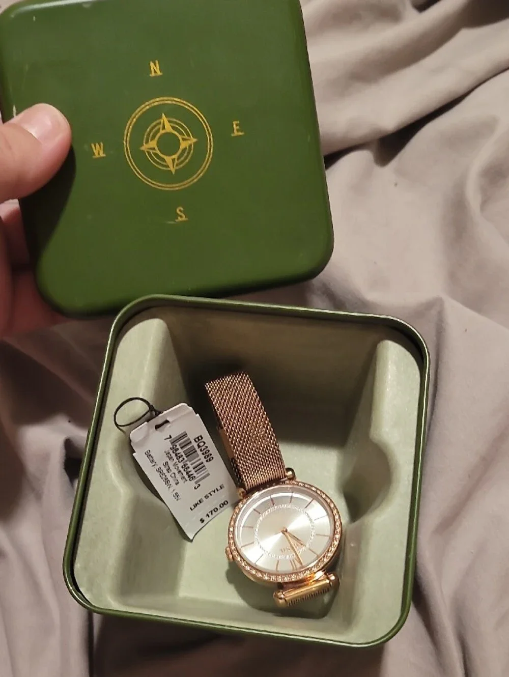 Fossil Rose Gold Mesh Crystal Accent Women's Watch